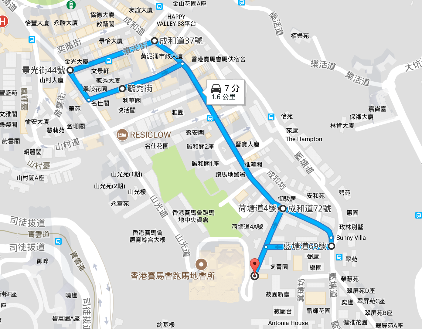 私家車跑馬地考車路線2